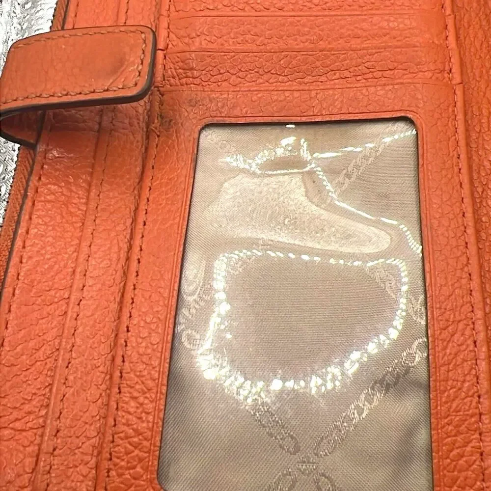 Michael Kors Adele Double-Zip Gold-Tone Wristlet in Deep Orange